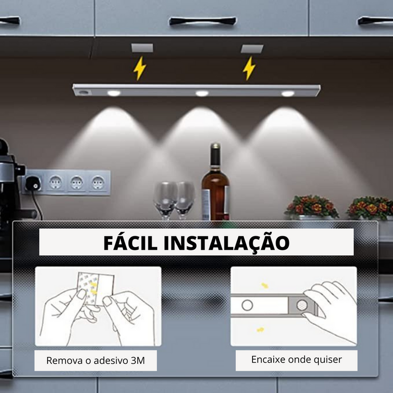 Lâmpada LED Sensor de Movimento - Bateria Recarregável - HubyShop