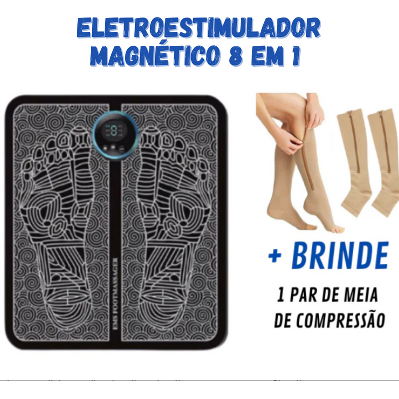 Massageador Elétrico RelaxPro 8 em 1 - Reduz Dores e Inchaços + Meia de compressão Brinde - HubyShop