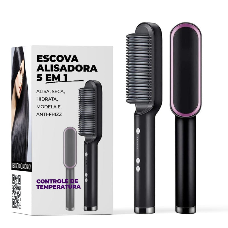 Escova alisadora 5 em 1 oferta - HubyShop