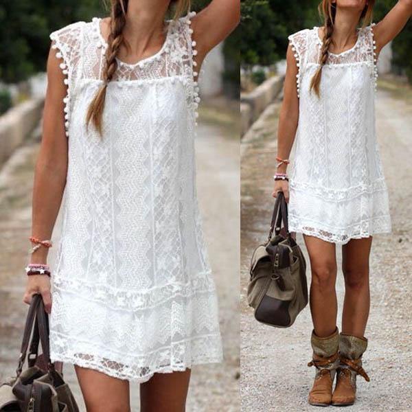 Vestido Curto Renda Boho - HubyShop