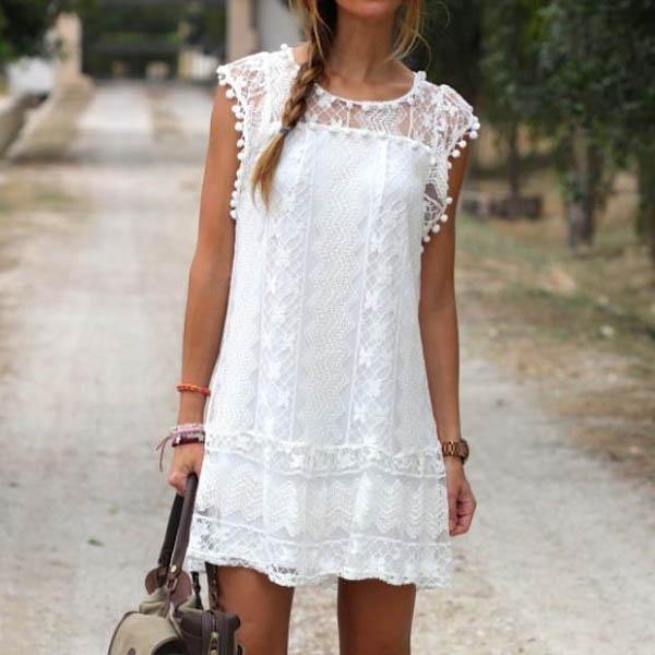 Vestido Curto Renda Boho - HubyShop